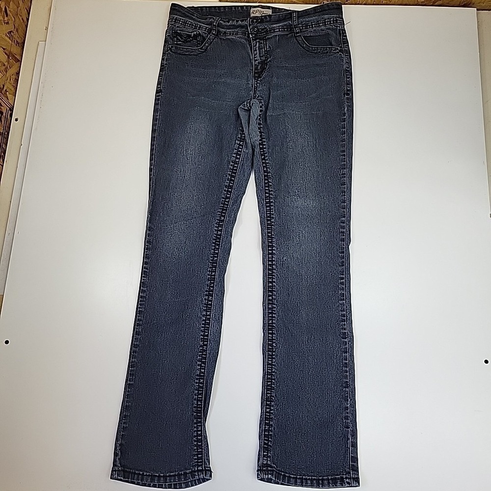 AP11 Jeans Womens‎ Size 32 Blue Straight Leg Mid Rise Pockets Dark Wash Denim